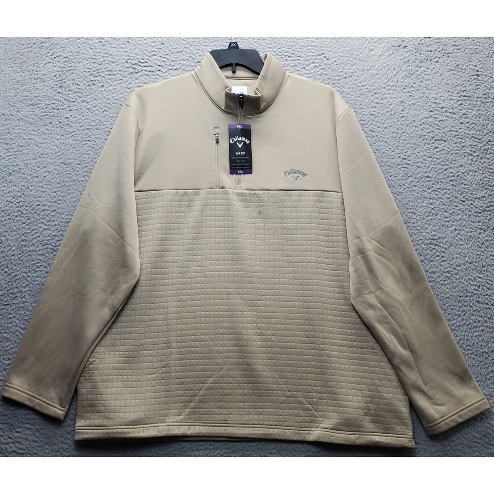 Callaway Golf Sweatshirt Mens XXL Brown Chinchilla Long Sleeve 1/4 Zip CGKFE0F3